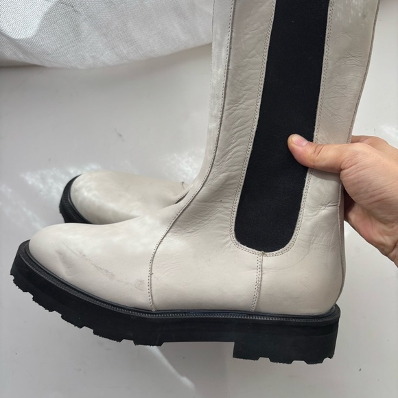 LITA BY CIARA Thrive Tall Chelsea Boot PLATFORM LEATHER OFF WHITE Sz 36/US6 - Picture 6 of 10